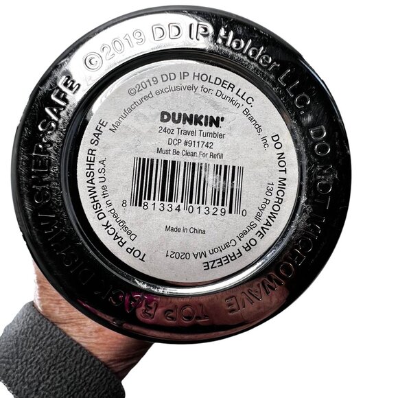 Dunkin Donuts Stainless Steel Travel Tumbler 24 Oz Insulated Clear Lid Beverages - Picture 10 of 11